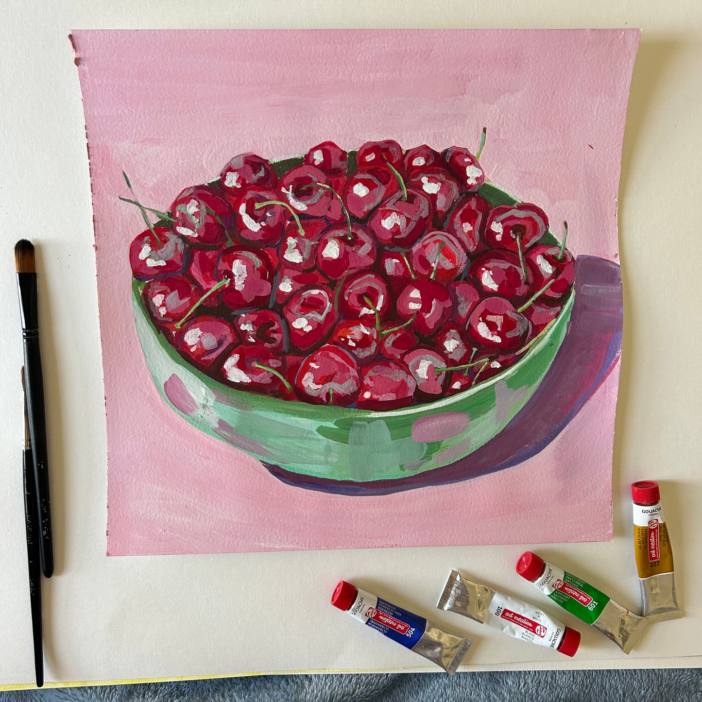 Cherries in Gouache