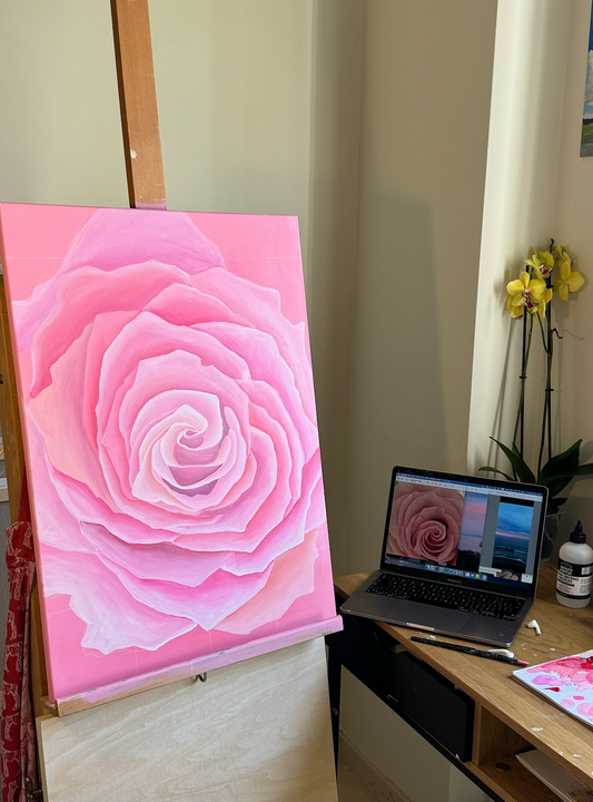 Abstract Pink Rose Painting